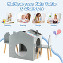 INFANS Kids Table and Chair Set, Wood Multi Activity Table with Blackboard for Toddler Playing Drawing Reading Arts Crafts