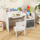 INFANS Kids Table and Chair Set, Toddler Art Craft Play Wood Activity Desk with Chairs, Children Furniture