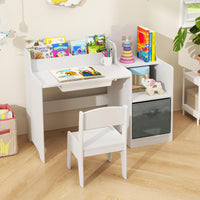INFANS Kids Table and Chair Set, Toddler Art Craft Play Wood Activity Desk with Chairs, Children Furniture