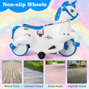 INFANS 2 in 1 Ride on Motorcycle and Horse, Unicorn 6V Battery Powered Ride on Toy with Up & Down Function, Kids Electric Vehicle