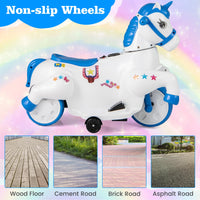 INFANS 2 in 1 Ride on Motorcycle and Horse, Unicorn 6V Battery Powered Ride on Toy with Up & Down Function, Kids Electric Vehicle