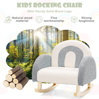 INFANS Kids Sofa, Toddler Rocking Chair with Solid Wooden Frame, Anti-Tipping Design, Plush Fabric, Children Armchair INFANS