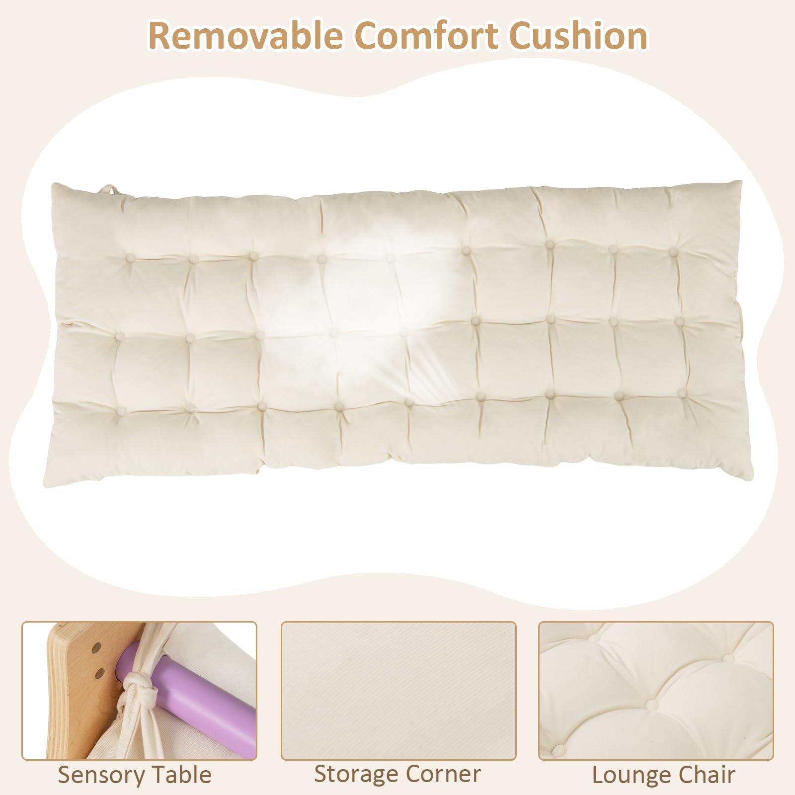 INFANS Wooden Arch Climber Rocker with Soft Cushion, 6 in 1 Montessori Climbing Toys for Toddlers, Gym Playset Gift for Kids