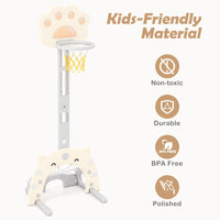 INFANS Toddler Basketball Hoop, 3 in 1 Height Adjustable Kids Sports Activity Center Indoor with Soccer Goal Golf Ball and Club