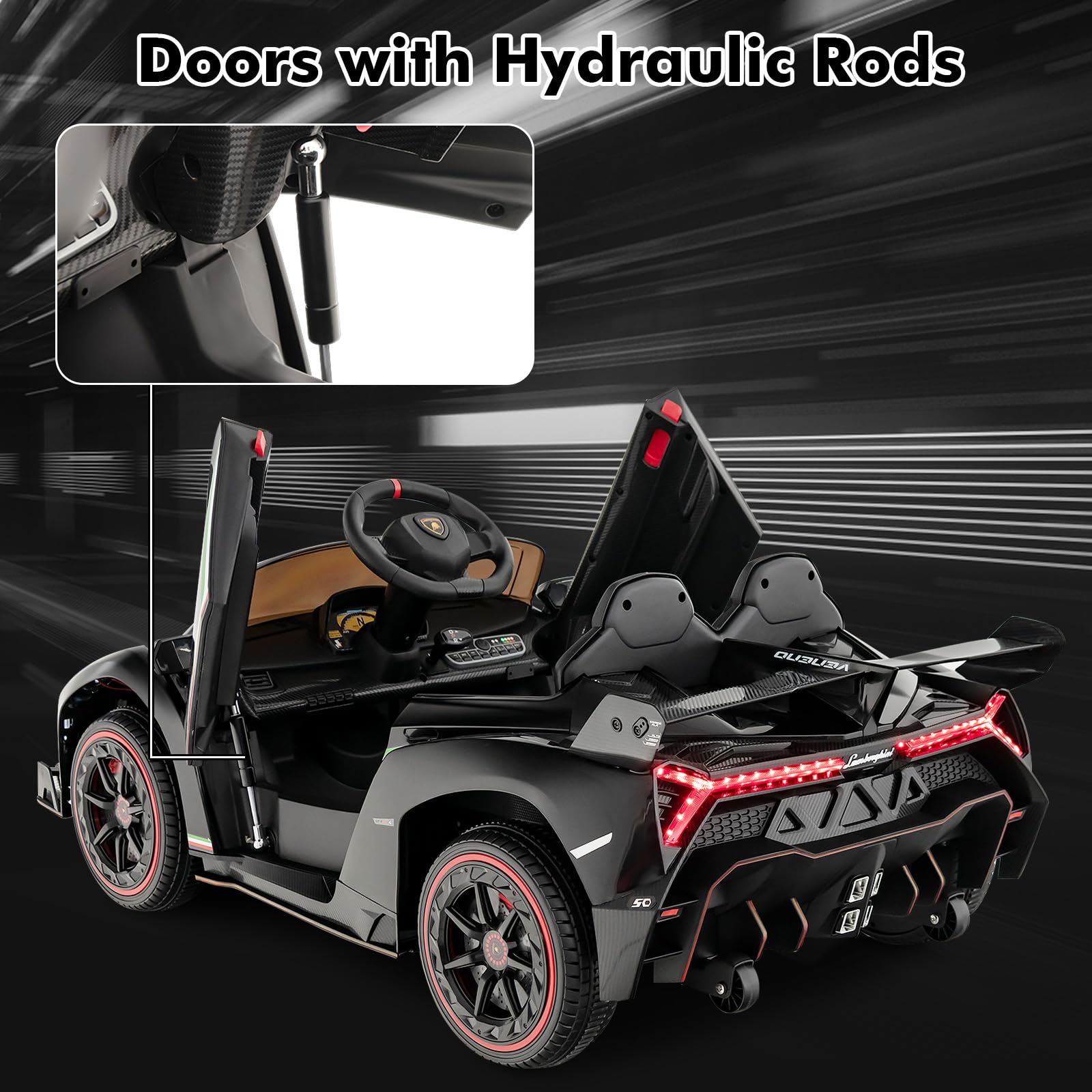 INFANS 2 Seater Kids Ride on Car, 12V 4WD Licensed Lamborghini Veneno Powered Electric Vehicle with Rocking Mode, Remote Control