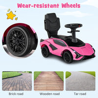 INFANS 3 in 1 Ride on Push Car, Licensed Lamborghini Baby Stroller Sliding Walking Car with Push Handle