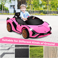 INFANS 12V Licensed Lamborghini Sian Kids Ride on Car with Parent Remote Control, Electric Toy Roadster Carbon Fiber Textured