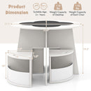 INFANS Toddler Table and Chair Set with 4 Storage Stools, Wooden Flower Shaped Nesting Table with Blackboard Drawers