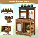 INFANS Mud Kitchen, Outdoor Play Kitchen with Drawing Board, Cooking Accessories, Wooden Kids Kitchen Playset
