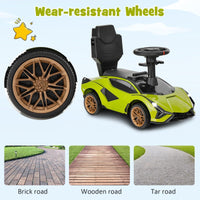 INFANS 3 in 1 Ride on Push Car, Licensed Lamborghini Baby Stroller Sliding Walking Car with Push Handle