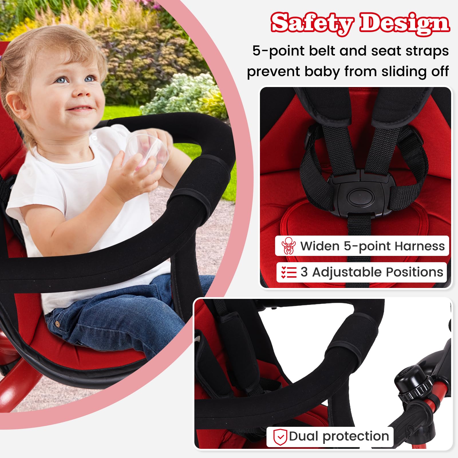 INFANS Kids Tricycle, 4 in 1 Stroll Trike with Adjustable Push Handle, Suitable for 10 Months to 5 Years