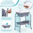 INFANS 2 in 1 Baby Changing Table with Bath Tub Unit, Folding Diaper Dresser Station with Wheels Waterproof Pad