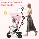 INFANS Kids Tricycle, 6 in 1 Baby Trike Toddler Bike with Reversible Seat, Adjustable Push Handle, Removable Canopy