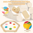 INFANS Montessori Wooden Balance Beam Stepping Stones for Kids, 12 Piece Obstacle Course for Playroom