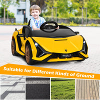 INFANS 12V Licensed Lamborghini Sian Kids Ride on Car with Parent Remote Control, Electric Toy Roadster Carbon Fiber Textured