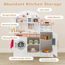 INFANS Kids Kitchen Playset, Toddler Wooden Kitchen Pretend Cooking Toy Set with Coffee Maker