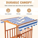INFANS Children Playset Sandpit, 3 in 1 Kids Sandbox, Wooden Cedar Cabana Sandbox Playhouse for Outdoor Beach Backyard
