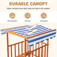 INFANS Children Playset Sandpit, 3 in 1 Kids Sandbox, Wooden Cedar Cabana Sandbox Playhouse for Outdoor Beach Backyard