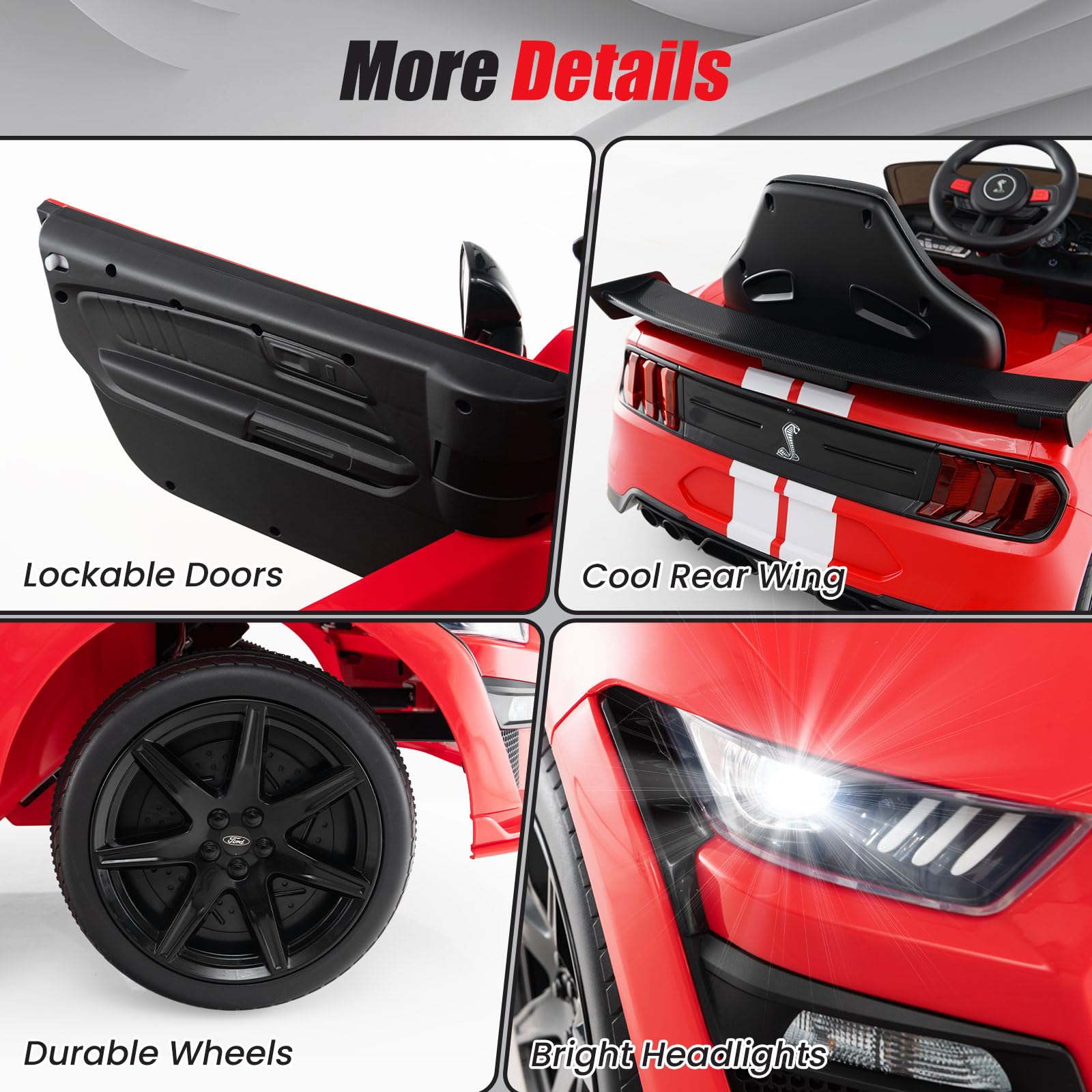 Licensed Ford Mustang GT500 Ride on Car for Kids by INFANS, Battery Powered Electric Vehicle with Remote Control, 37-96 months