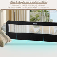 INFANS Bed Rail for Toddlers, 59" Foldable Safety Baby Crib Rail Fit for Kids Twin, Extra Long Swing Down Bed Guardrail for Convertible Crib, Queen, Full, King Mattress Side Guard