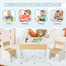 INFANS 3 in 1 Kids Table and Chair Set, Wood Multi Activity Table with Removable Tabletop, Detachable Blackboard