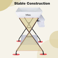 INFANS Baby Changing Table, Folding Diaper Station Portable Nursery Organizer with Safety Belt and Storage Racks