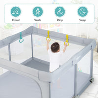 INFANS Baby Playpen, 50’’x50’’ Foldable Large Baby Playard, Indoor Outdoor Kids Activity Center Baby Fence