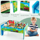 INFANS Train Table, 80 Pieces Wooden Kids Activity Toy Table Playset with Reversible Detachable Tabletop