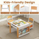 INFANS Kids Table and Chair Set, 4 in 1 Building Block Wooden Activity Desk with Reversible Tabletop for Toddlers