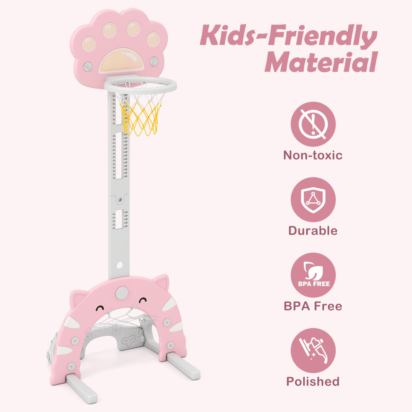INFANS Toddler Basketball Hoop, 3 in 1 Height Adjustable Kids Sports Activity Center Indoor with Soccer Goal Golf Ball and Club