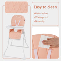INFANS Baby High Chair, Quick Folding Portable Highchair for Babies and Toddlers with Adjustable Footrest Removable Dishwasher Tray PU Seat