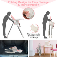 INFANS High Chair for Babies and Toddlers, Foldable Highchair with 7 Different Heights 4 Reclining Backrest Seat 3 Setting Footrest INFANS