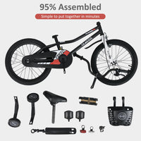 INFANS Kids Bike 12 Inch Toddlers Bike with Training Wheels Basket Adjustable Seat Handbrake and Coaster Brake