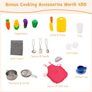 INFANS Kids Kitchen Playset with Lights, Toddler Wooden Pretend Cooking Set with Coffee Maker