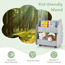 INFANS Kids Bookshelf with Wheels, Wooden Bookcase Toy Storage Cabinet Organizer Holder