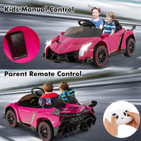 INFANS 2 Seater Kids Ride on Car, 12V 4WD Licensed Lamborghini Veneno Powered Electric Vehicle with Rocking Mode, Remote Control