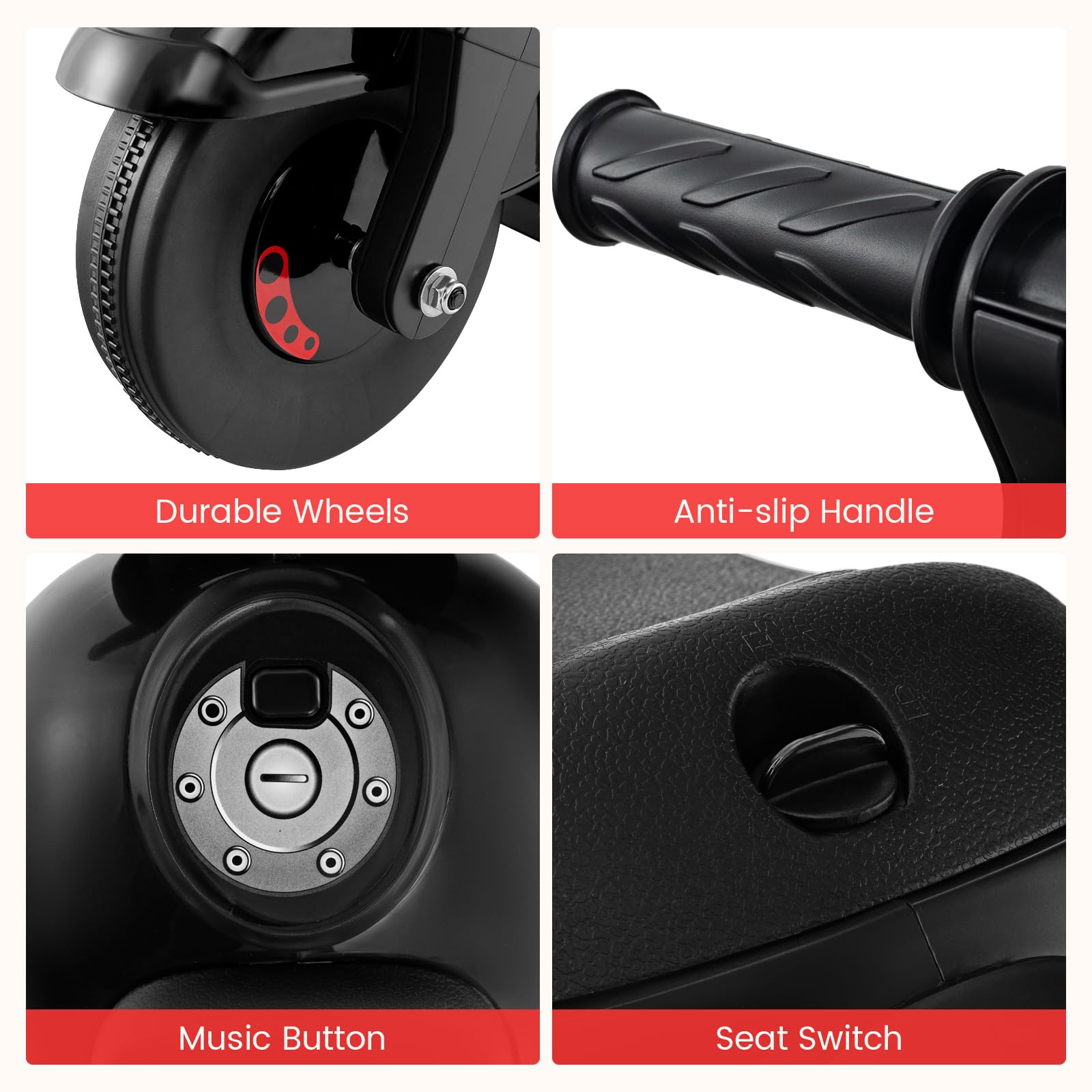 INFANS Ride on Push Car, Foot-to-Floor Sliding Car for Toddlers Kids Motorcycle with Bubble Maker, 3 Wheels Ride on Toys