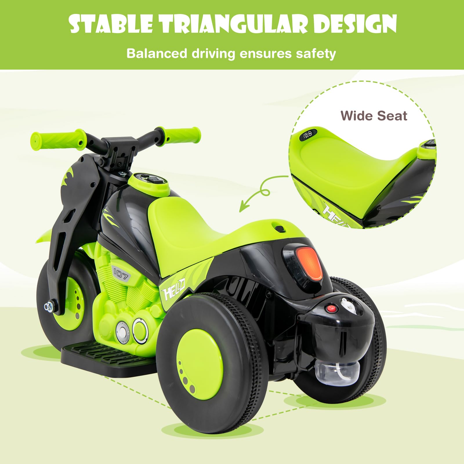 INFANS Kids Motorcycle, 6V Electric Ride on Car with Automatic Bubble Function for Children, Toddler Ages 3+