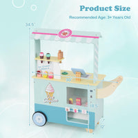 INFANS Ice Cream Cart Grocery Store Marketplace Toy, Market Stand Shop Pretend Play Set with Accessories Gift for Ages 3+