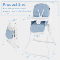 INFANS Baby High Chair, Quick Folding Portable Highchair for Babies and Toddlers with Adjustable Footrest Removable Dishwasher Tray PU Seat