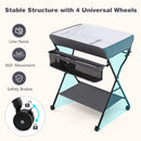 INFANS Baby Changing Table with Wheels, Portable Folding Diaper Station Nursery Organizer with Adjustable Height