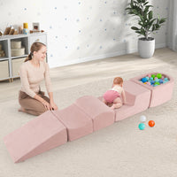 INFANS Climbing Toys for Toddlers, Foam Climbing Blocks and Ball Pit for Baby, 5pc Kids Climb and Crawl Block Activity Play Set