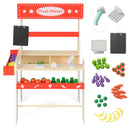 INFANS Grocery Store Marketplace Toy, Kids Wooden Market Stand Pretend Play Set