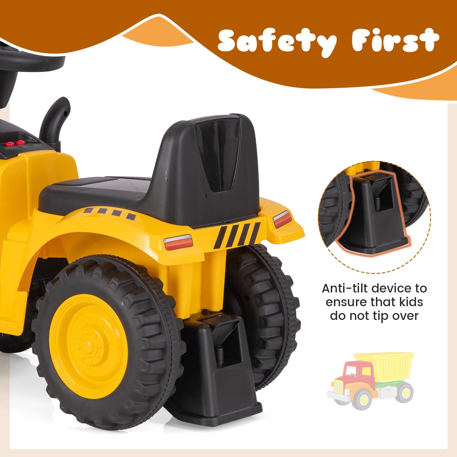 INFANS Licensed Caterpillar Ride on Tractor, Foot to Floor Sliding Truck with Detachable Trailer, Toy Walker for Kids Age 1.5-3