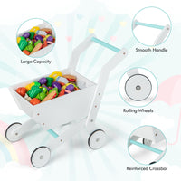 INFANS Kids Grocery Store Playset, Wooden Pretend Play Supermarket with LED Lights, Market Stand Toy