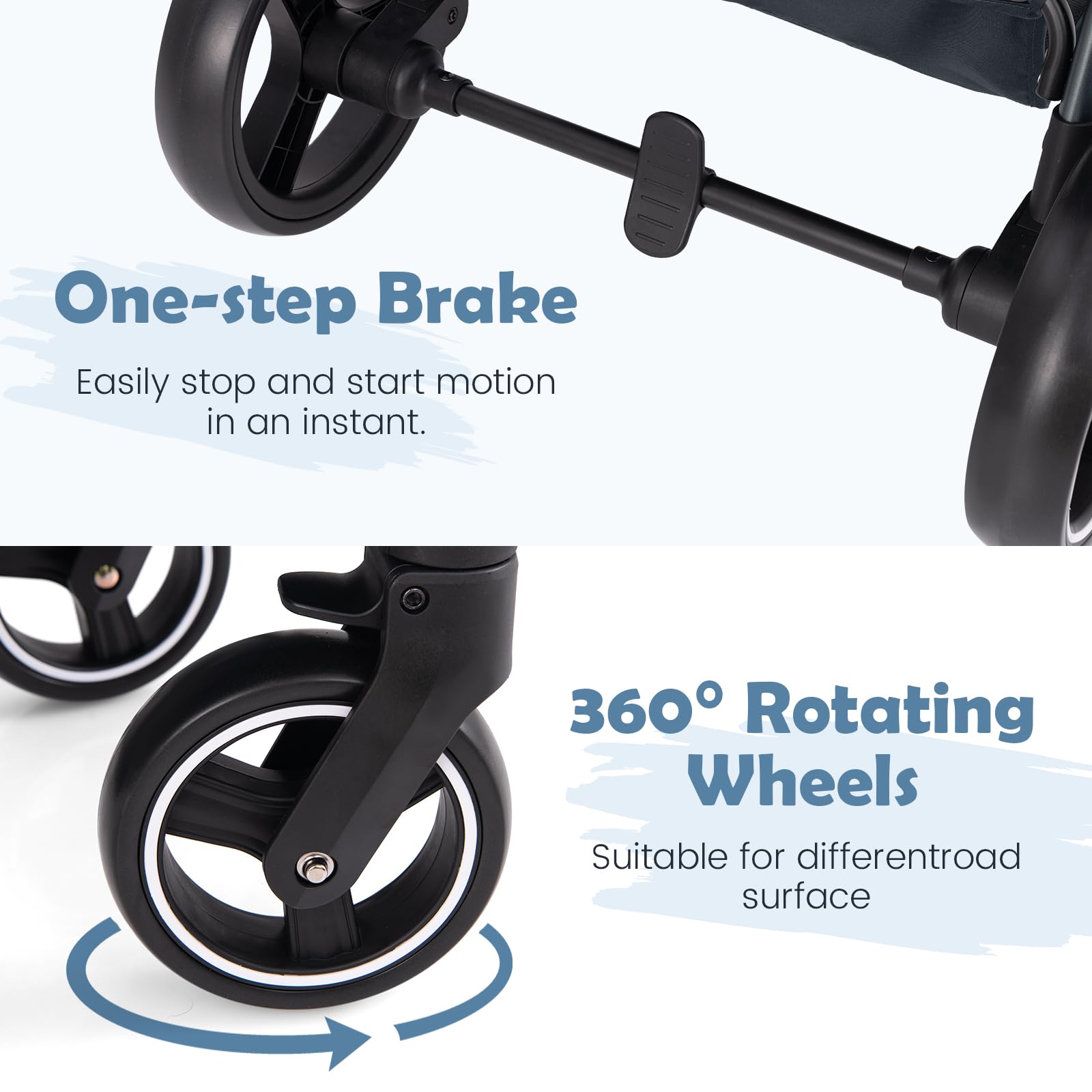 INFANS 2 in 1 Baby Stroller, Convertible Stroller, Foldable High Landscape Shock Absorption with Reversible Seat