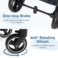 INFANS 2 in 1 Baby Stroller, Convertible Stroller, Foldable High Landscape Shock Absorption with Reversible Seat