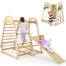 NFANS 7 in 1 Wooden Montessori Climber Playset with Tent Slide Climbing Rock Climbing Net