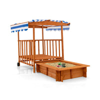 INFANS Children Playset Sandpit, 3 in 1 Kids Sandbox, Wooden Cedar Cabana Sandbox Playhouse for Outdoor Beach Backyard