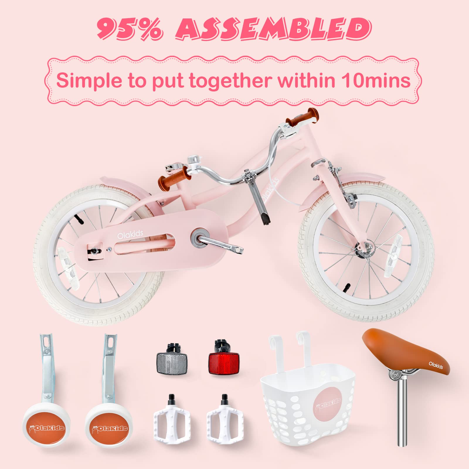 INFANS Kids Bike, 12 14 16 18 Inch Toddlers Bike with Removable Training Wheels, Children's Bicycle